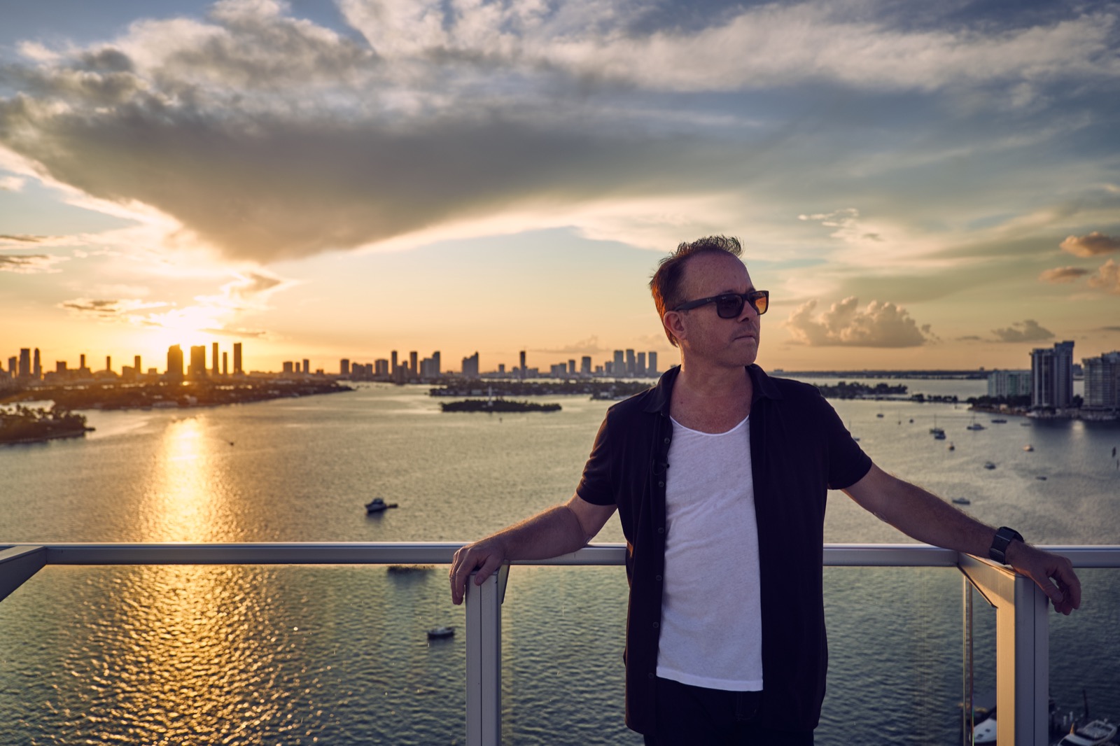 Sunset cityscape portrait